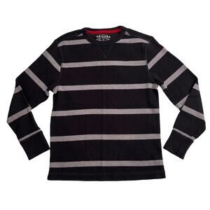 Arizona Jean Company Boys Top Waffle Knit  Long Sleeves Pullover Stripes Medium